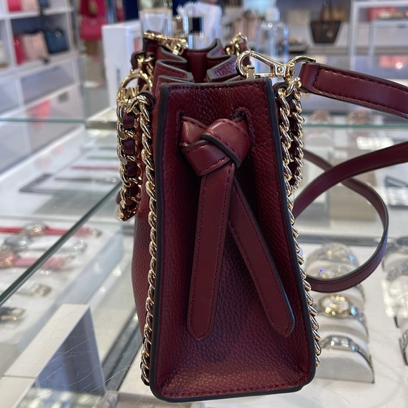 Michael Kors Women's Mina Small Belted Chain Crossbody Shoulder Bags Dark Cherry - Picture 9 of 16